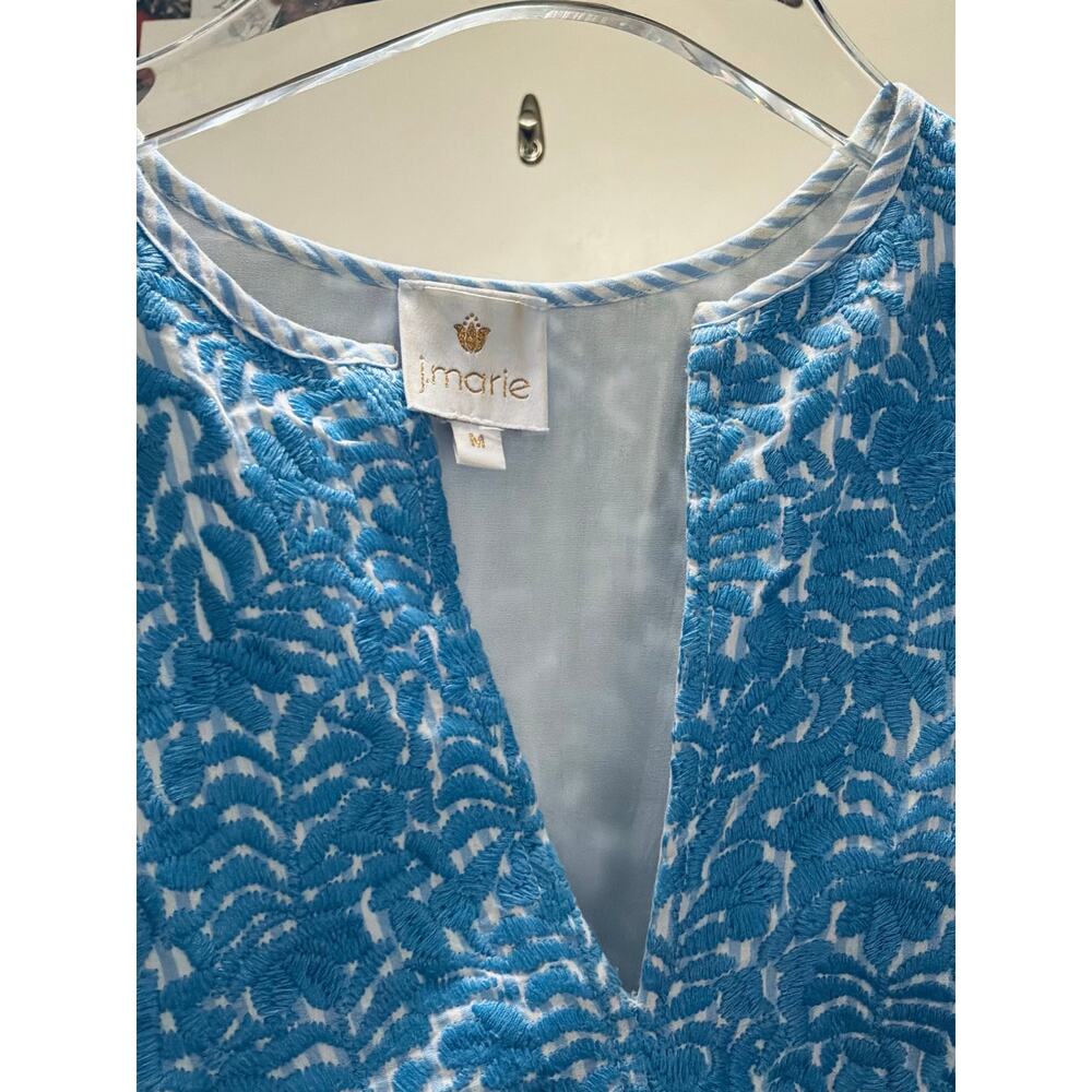 J. Marie Tristen Embroidered Midi Dress in Blue Stripe Size Medium - Picture 5 of 6